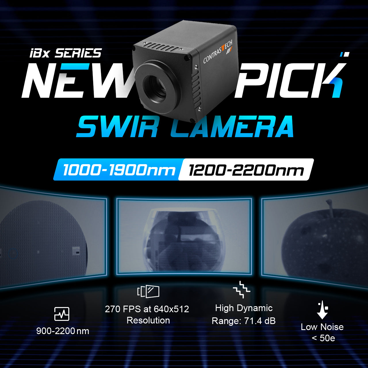 iBX-SWU640B-240 TEC-Cooling 640x512 240fps 1000-1900nm SWIR Camera for Moisture Detection