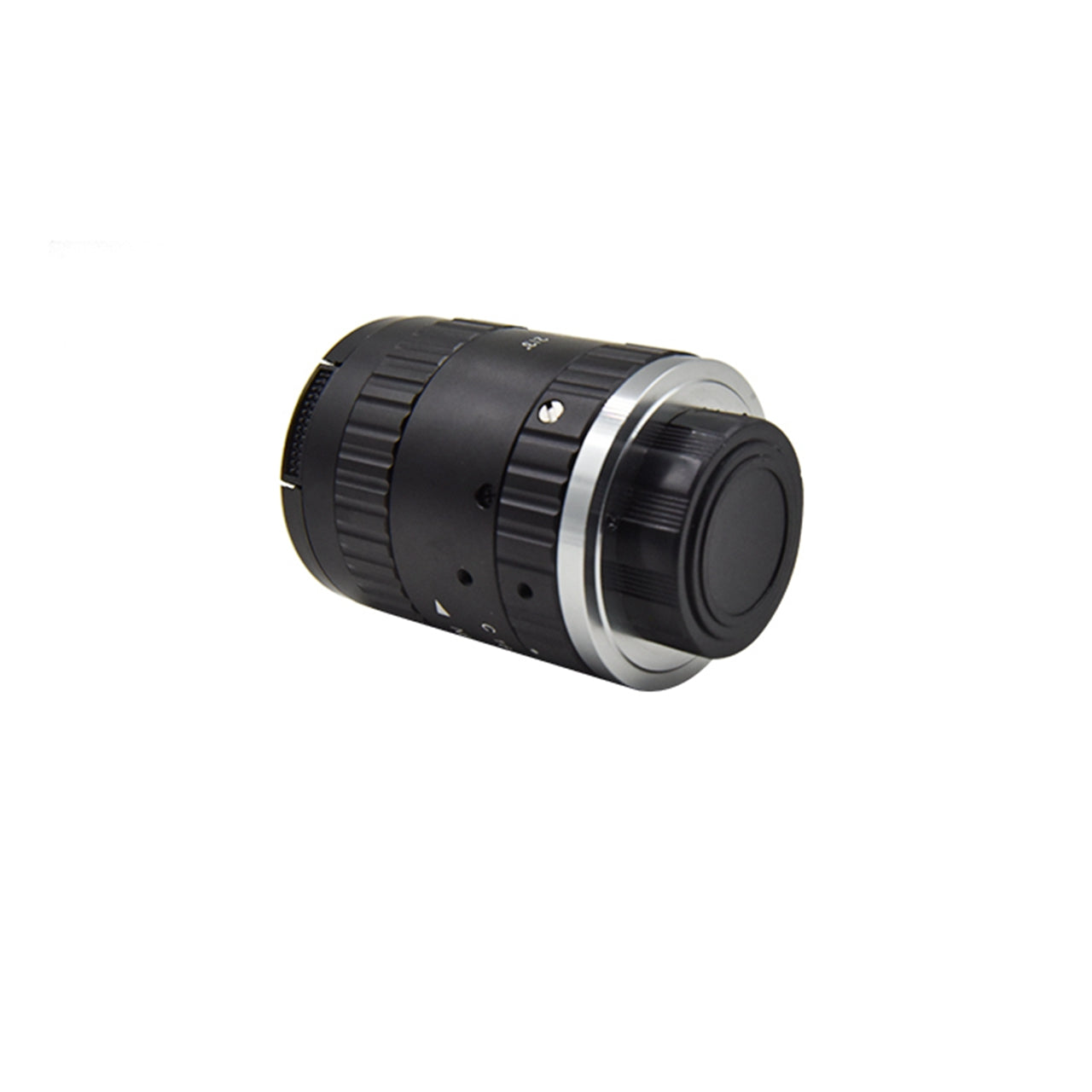 C-Mount industrial lens installed on machine vision camera for precision inspection applications