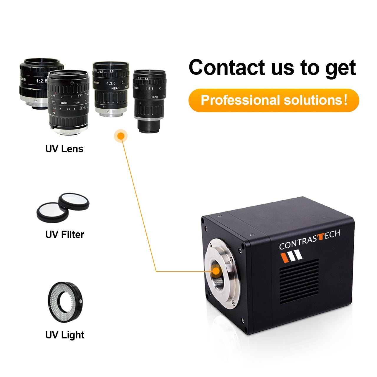 iBX-UVUC16GA-K High Resolution 200-800nm GSENSE4040 20fps 82.5dB USB3.0 Scientific UV Imaging Camera - Contrastech