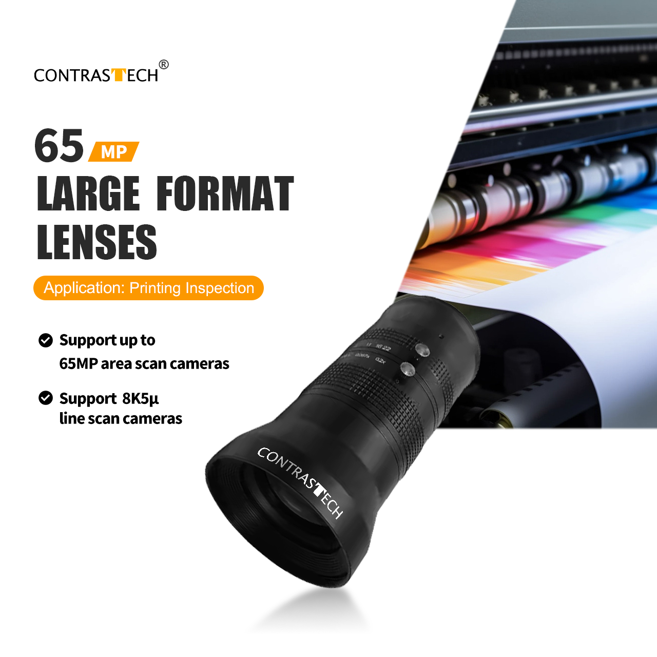 VT-LEN58-5036MP65 High Resolution 65MP Large Format Industrial Lens for Large Sensors