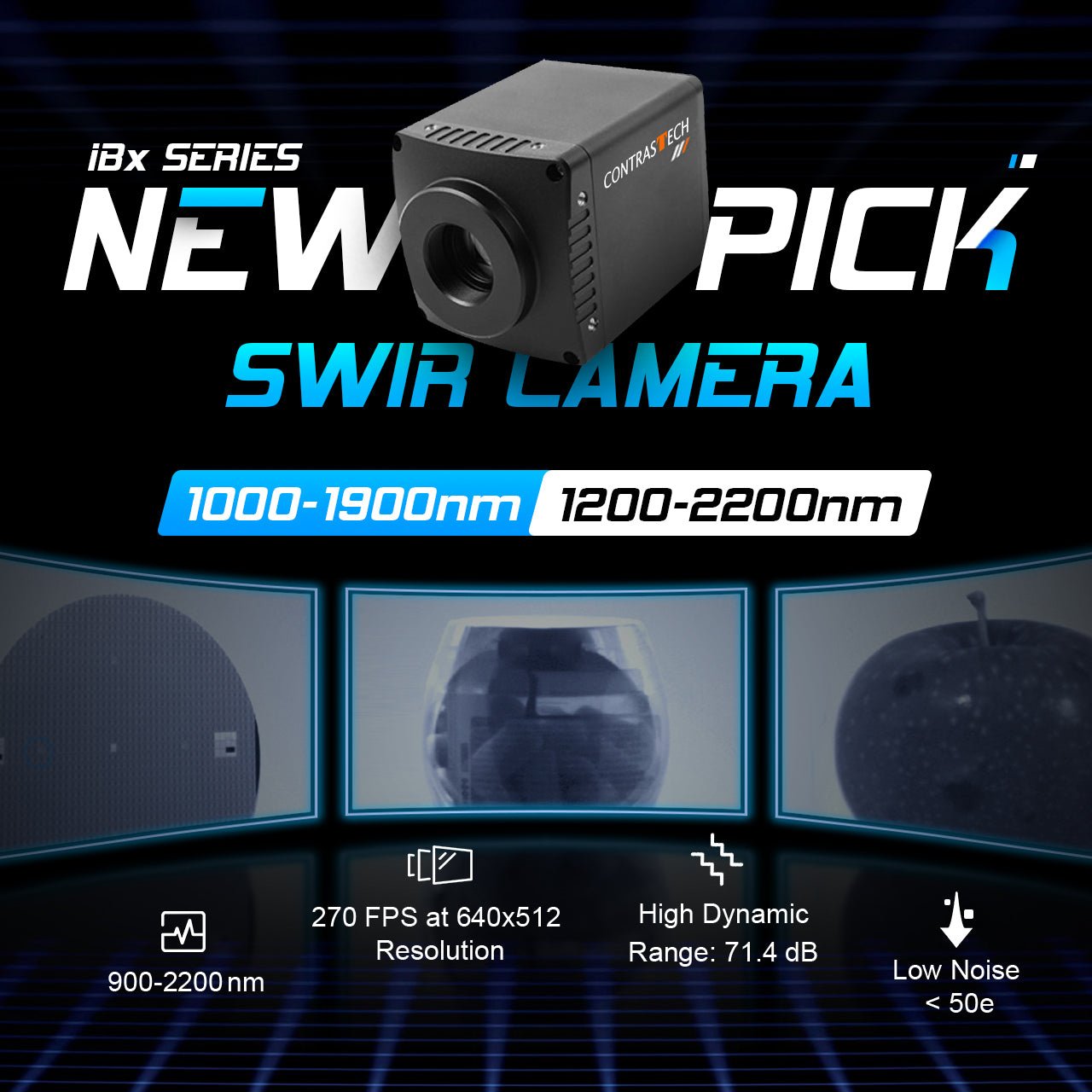 iBX-SWU640B-240 TEC-Cooling 640x512 240fps 1000-1900nm SWIR Camera for Moisture Detection - Contrastech