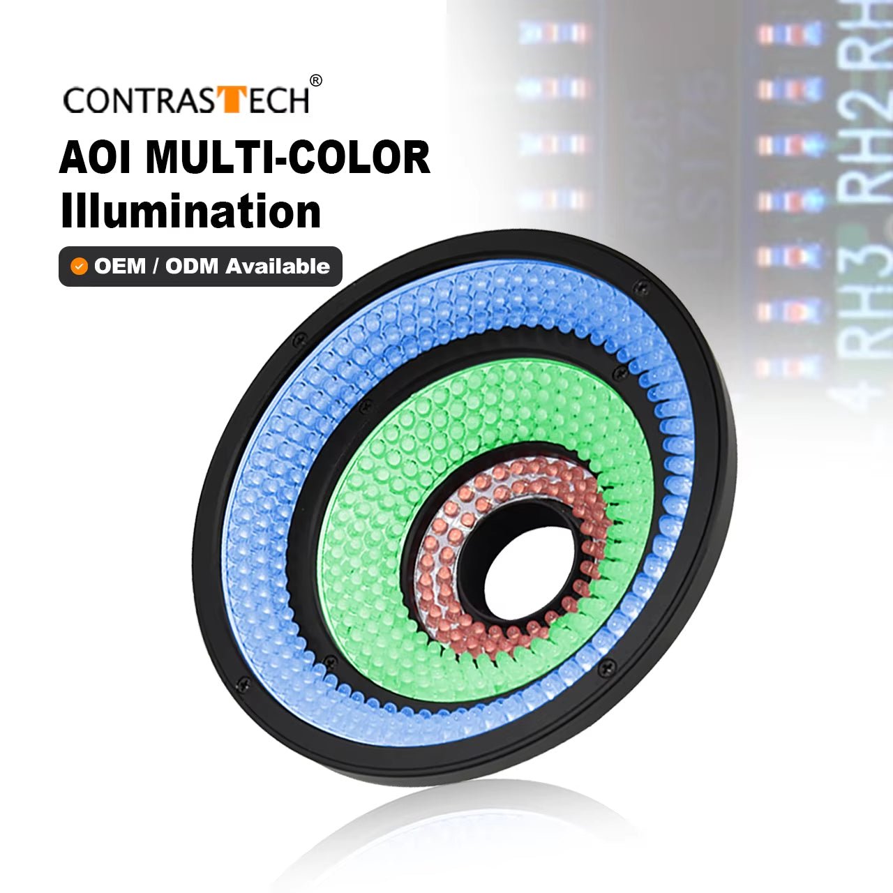 Three-Color AOI Light | RGBW Illumination for PCB Inspection & Machine Vision - Contrastech